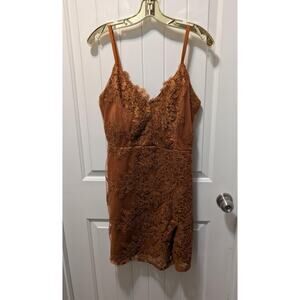 Blashe Floral Cocktail Dress Rust Color Sz. L Mini Semi Formal. Burnt Orange
